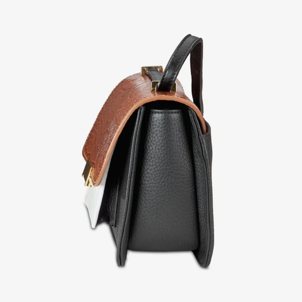 Gigi New York Abigail Leather Crossbody Bag Croc Embossed Black Brown White Gold - Picture 5 of 10